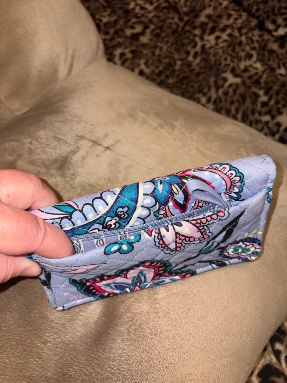 Vera Bradley Quilted Paisley Wallet in Lavender with Teal & Pink Accents - Picture 3 of 3